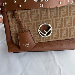 Brown and Cream Shoulder Bag